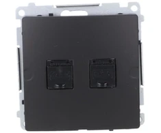 Kontakt Simon BM62.01/49 Simon Basic Kompiuterio lizdas RJ45, kat. 6, dviguba su apsauga nuo dulkių (moduliu) juoda BM62.01/49
