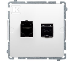 Kontakt-Simon Simon Basic kompiuterio lizdas dvivietis RJ45 6 kat. su baltąja diafragma (BM62E.01 / 11)