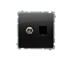 Kontakt Simon BMAFRJ45.01/49 Simon Basic antenos lizdas F tipo + RJ45 kat. 6 (modulis), juodas BMAFRJ45.01/49