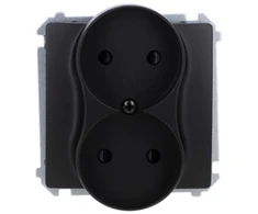 Kontakt Simon BMG2MZ.01/49 Simon Basic Dvigubas lizdas be įžeminimo (modulis) su ekranu srovės takeliai, 16A, 250V, gnybtas varžtas juodas BMG2MZ.01/49