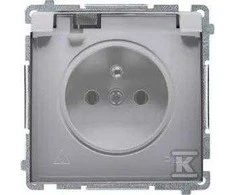 Kontakt-Simon Vienkartinis lizdas Simon Basic hermetical IP44 flap inox (BMGZ1B.01 / 21a)
