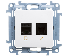 Kontakt Simon C5T.01/11 Simon 10 Telekomunikacijų lizdas RJ45+RJ12 kat. 5e, baltas C5T.01/11
