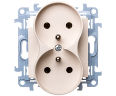Kontakt Simon CGZ2M.01/41 Simon 10 Dvigubas lizdas su/be kremo 16A 250V IP20 CGZ2M.01/41