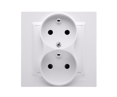 Kontakt Simon CGZ2T/11 Simon 10 Dvigubas lizdas su fazės keitimo funkcija 16A 250V baltas CGZ2T/11