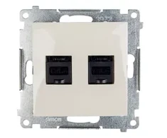 Kontakt-Simon SIMON54 kompiuterio lizdas (dvigubas) 2xRJ45 cat.6 su kremo diafragma - D62.01 / 41
