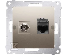 Kontakt-Simon Antena ir kompiuterio lizdas Simon 54 tipo F ir RJ45 kat. 6 matinis auksas (DASFRJ45.01/44)
