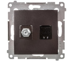 Kontakt Simon DASFRJ45.01/48 Simon 54 Antenos ir kompiuterio lizdas F tipo ir RJ45 kat. 6 antracito spalvos DASFRJ45.01/48