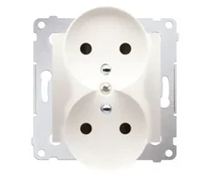 Kontakt Simon DGZ2MZN.01/41 Simon 54 Nature Dvigubas lizdas su sklendėmis 16A, 250V kreminės spalvos DGZ2MZN.01/41