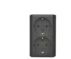 Kontakt-Simon Simon 54 Paviršinis dvigubas Schuko lizdas su langinėmis srovės grandinėms. ver. nuskaityti. 16A 250V greitosios jungtys, matinės juodos spalvos EGSZ2SNZ/49