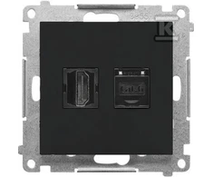 Kontakt Simon TGHRJ45.01/149 Simon 55 Lizdas HDMI + RJ45 kat.6. (moduł) Juodas mat TGHRJ45.01/149
