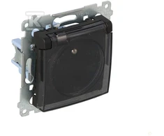 Kontakt-Simon Simon 54 lizdas IP44 versijai, be tarpiklio (modulio) 16A 250V transflip. Juodas kilimėlis. DGZ1BUZ.01 / 49A rėmelis