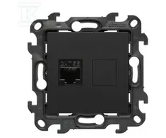 Kontakt-Simon Simon 24 Lizdas komputerowe pojedyncze RJ45 kategoria 5e juoda mat N51.01/49