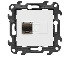 Kontakt-Simon Simon 24 Lizdas komputerowe pojedyncze ekranowane RJ45 kategoria 6, su przesłoną przeciwkurzową balta N61E.01/11