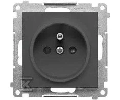 Kontakt-Simon Kontakt-Simon 55 TGZ1CZ.01/116 vieno kištuko lizdas su įžeminimu ir sklendėmis, modulis 16 A, 250V~, greitos jungtys, grafito matinis