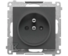 Kontakt-Simon Kontakt-Simon 55 TGZ1CZ.01/116 vieno kištuko lizdas su įžeminimu ir sklendėmis, modulis 16 A, 250V~, greitos jungtys, grafito matinis