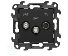 Kontakt-Simon Simon 24 Lizdas antenowe SAT-SAT-RTV satelitarne podwójne juoda mat NASK2.01/49