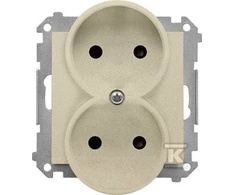 Kontakt-Simon Kontakt-Simon 55 TG2MCZ.01/144 kištukinis lizdas, dvigubas, neįžemintas, su langinėmis, modulis 16 A, 250V~, greitos jungtys, šampano matinis