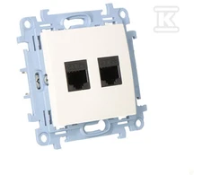 Kontakt-Simon Kompiuterių lizdai dviviečiai RJ45 kategorijos 5E baltieji (C52.01 / 11)