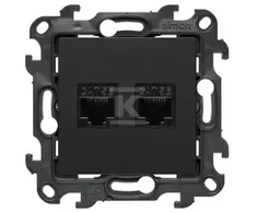 Kontakt-Simon Lizdas komputerowe podwójne RJ45 Simon 24 kategoria 5e (moduł) IP20/IP44 juoda mat (N52.01/49)