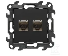 Kontakt-Simon Lizdas komputerowe podwójne RJ45 Kontakt-Simon Simon 24 N62.01/49 kategoria 6 (moduł) IP20 juoda mat