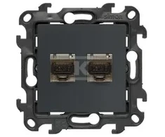 Kontakt-Simon Simon 24 Lizdas komputerowe podwójne RJ45 kategoria 6 grafito mat N62.01/38