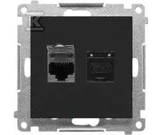 Kontakt-Simon Lizdas Kompiuteris RJ45 Kontakt-Simon 55 T62.01/149 dvigubas 6 kategorijos, su dulkių dangtelio modulis juoda kilimėlis