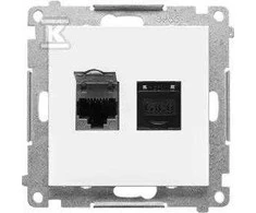 Kontakt-Simon Lizdas Kompiuteris RJ45 Kontakt-Simon 55 T62.01/111 dviguba 6 kategorija, su dulkių dangtelis balta mat modulis
