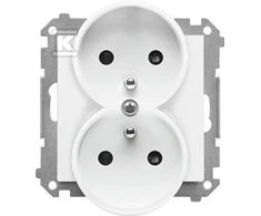 Kontakt-Simon Kontakt-Simon 55 TGZ2MCZ.01/111 kištukinis lizdas, dvigubas, įžemintas, su langinėmis, modulis 16 A, 250V~, greitos jungtys, matinė balta