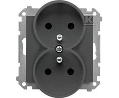 Kontakt-Simon Kontakt-Simon 55 TGZ2MCZ.01/116 kištukinis lizdas, dvigubas, įžemintas, su langinėmis, modulis 16 A, 250V~, greitos jungtys, grafito matinis