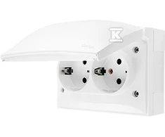 Kontakt-Simon Simon Aquaclick IP44 lizdas, Schuko, dvigubas kompaktiškas, baltas dangtelis ACGSZ2/11
