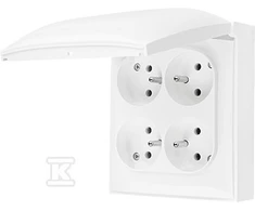 Kontakt Simon Contact-Simon Simon Aquaclick Socket IP44, 4 kartus su įžeminimu, atvartas baltas ACGZ4/11