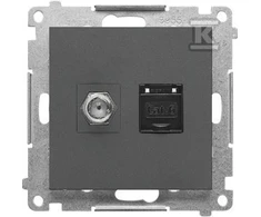 Kontakt Simon GN.ANTE."F"+RJ45 K.6 GRAFIT.MAT SIMON55