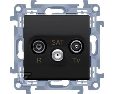 Kontakt-Simon Antenos lizdas Kontakt-Simon Simon 10 CASK.01/49 R-TV-SAT terminalas / terminalas praėjimo lizdo moduliui. 1x įvestis: 5MHz-2,4GHz matinė juoda