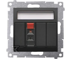 Kontakt-Simon Kontakt Simon 54 DGL31.01/49 vieno garsiakalbio lizdas su ženklinimo lauku, moduliu, įvesties ir išvesties kabelio skerspjūvis 2,5 mm2, juodas