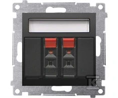Kontakt-Simon Kontakt Simon 54 DGL32.01/49 dvigubo garsiakalbio lizdas su ženklinimo lauku, moduliu, įvesties ir išvesties kabelio skerspjūvis 2,5 mm2, juodas