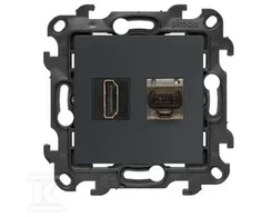 Kontakt-Simon Simon 24 Lizdas HDMI 2.1 + komputerowe RJ45 kat.6. grafito mat NGH21RJ45.01/38