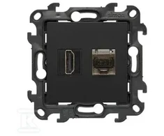 Kontakt-Simon Simon 24 Lizdas HDMI 2.1 + komputerowe RJ45 kat.6. juoda mat NGH21RJ45.01/49