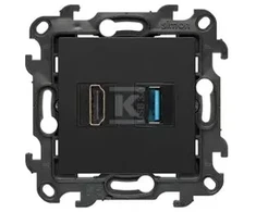 Kontakt-Simon Simon 24 Lizdas HDMI 2.1 + USB 3.0 juoda mat NGHDUSB3.01/49