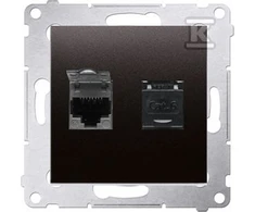 Kontakt-Simon SIMON54 kompiuterio lizdas, dvivietis 2xRJ45 cat.6 su antracito diafragma - D62.01 / 48
