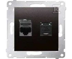 Kontakt-Simon SIMON54 kompiuterio lizdas, dvivietis 2xRJ45 cat.6 su antracito diafragma - D62.01 / 48