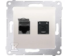 Kontakt-Simon SIMON54 kompiuterio lizdas (dvigubas) 2xRJ45 cat.6 su kremo diafragma - D62.01 / 41