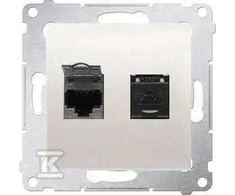 Kontakt-Simon SIMON54 kompiuterio lizdas (dvigubas) 2xRJ45 cat.6 su kremo diafragma - D62.01 / 41