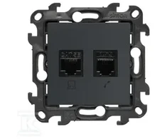 Kontakt-Simon Simon 24 Lizdas komputerowe RJ45 kategoria 5e + telefoniczne RJ12 grafito mat N5T12.01/38