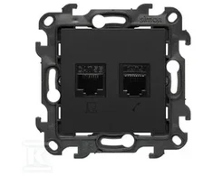 Kontakt-Simon Simon 24 Lizdas komputerowe RJ45 kategoria 5e + telefoniczne RJ11 juoda mat N5T.01/49
