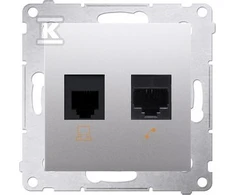Kontakt-Simon SIMON54 RJ45 duomenų lizdas, 5e kat. + RJ12, sidabrinis matinis - D5T.01/43