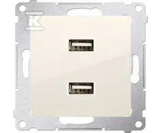 Kontakt-Simon įkroviklis 2xUSB 2.1A 5V / DC kremas (DC2USB.01 / 41)