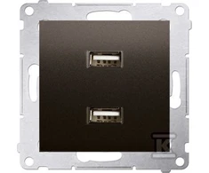 Kontakt-Simon Simon 54 įkroviklis 2xUSB 2.1A 5V / DC Brown Mat (DC2USB.01 / 46)
