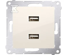 Kontakt-Simon įkroviklis 2xUSB 2.1A 5V / DC kremas (DC2USB.01 / 41)