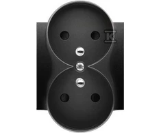 Kontakt-Simon Simon 54 Dvigubas lizdo dangtis su langinėmis PREMIUM rėmams, matinė juoda DGZ2MZP/49