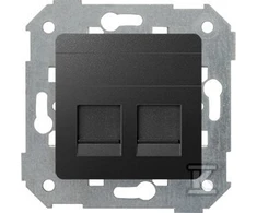 Kontakt-Simon Simon 82 Apima dviejų kompiuterių lizdą 2xRJ45 butas su adapteriu ir grafito diafragma (82006-38)